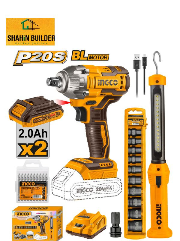 20V LI-ION Cordless Impact Wrench 2 pcs Combo Kit COSLI23011