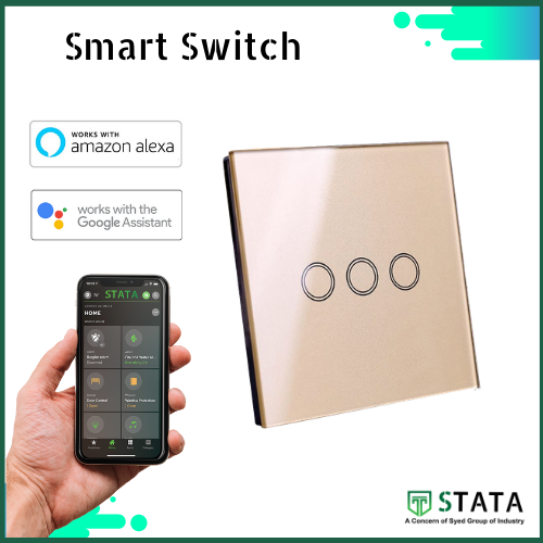 STATA 3gang Smart Switch Ivory Gold(STATA 3gang স্মার্ট সুইচ আইভরি গোল্ড)