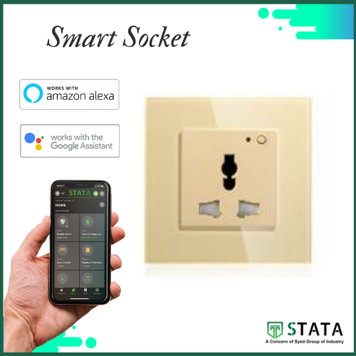 STATA Smart socket 3-pin Ivory Gold(STATA স্মার্ট সকেট 3-পিন আইভরি গোল্ড)