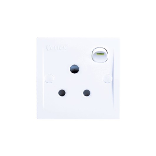 CLICK-PREMIUM-3 PIN ROUND SOCKET WITH SWITCH,15A