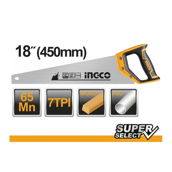 HAND SAW Length 450mm(18") ingco-HHAS08450(হ্যান্ড SAW দৈর্ঘ্য 450mm(18") ingco-HHAS08450)