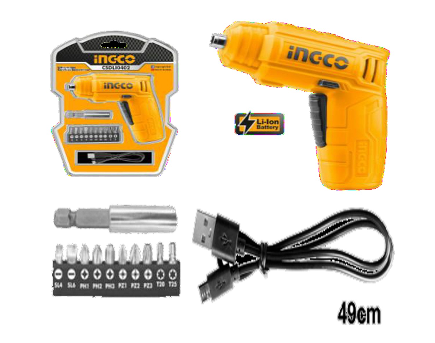 Lithium-Ion Cordless Screwdriver 1/4″ 25mm Brand INGCO – CSDLI0402(লিথিয়াম-আয়ন কর্ডলেস স্ক্রু ড্রাইভার 1/4″ 25 মিমি ব্র্যান্ড INGCO – CSDLI0402)