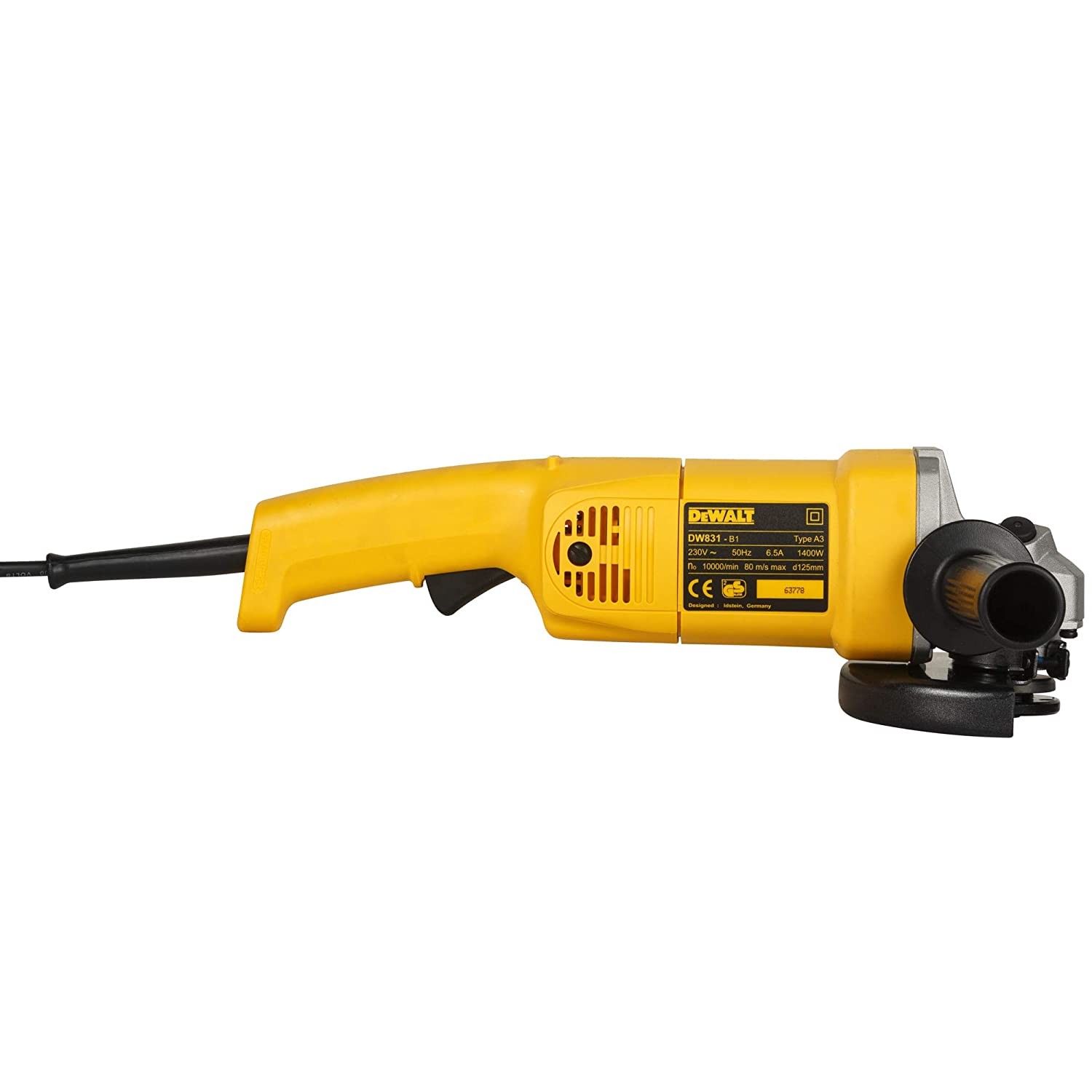 DEWALT DW831 1400 Watt 125mm Heavy Duty Medium Angle Grinder (5in)