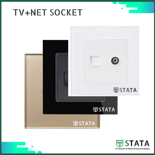 STATA Smart TV+NET socket Ivory Gold(STATA স্মার্ট টিভি + NET সকেট আইভরি গোল্ড)